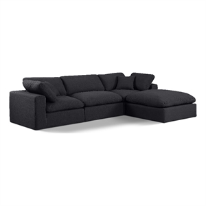 Meridian Furniture Comfy Black Linen Textured Fabric 4-Pc. Modular Sectional
