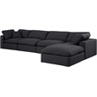 Meridian Furniture Comfy Black Linen Textured Fabric 5-Pc. Modular Sectional