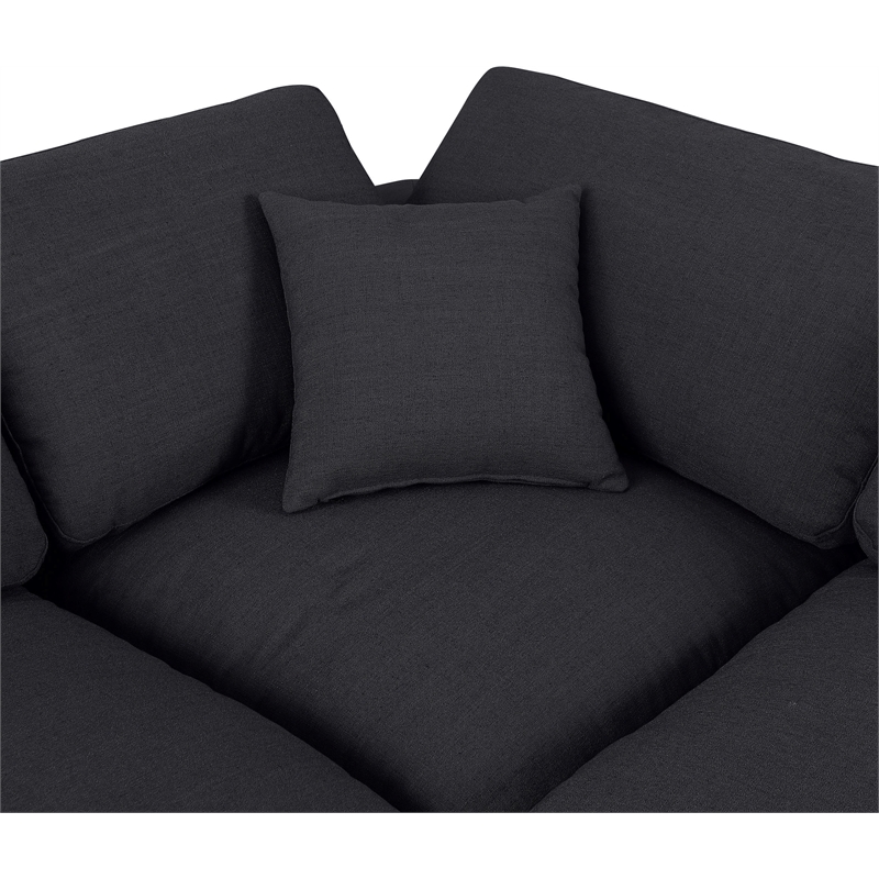 Meridian Furniture Comfy Black Linen Textured Fabric 5-Pc. Modular Sectional