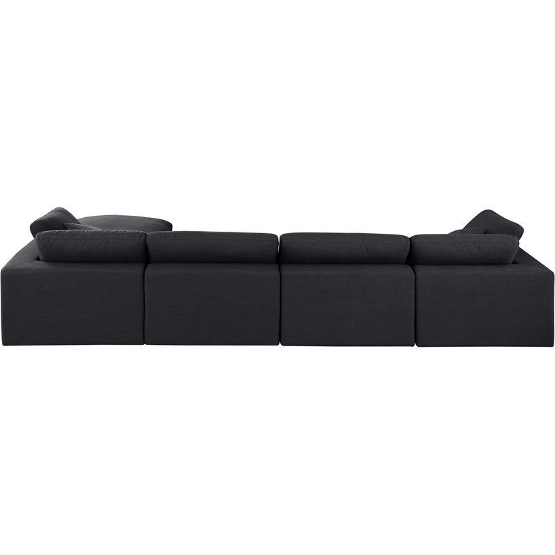 Meridian Furniture Comfy Black Linen Textured Fabric 5-Pc. Modular Sectional