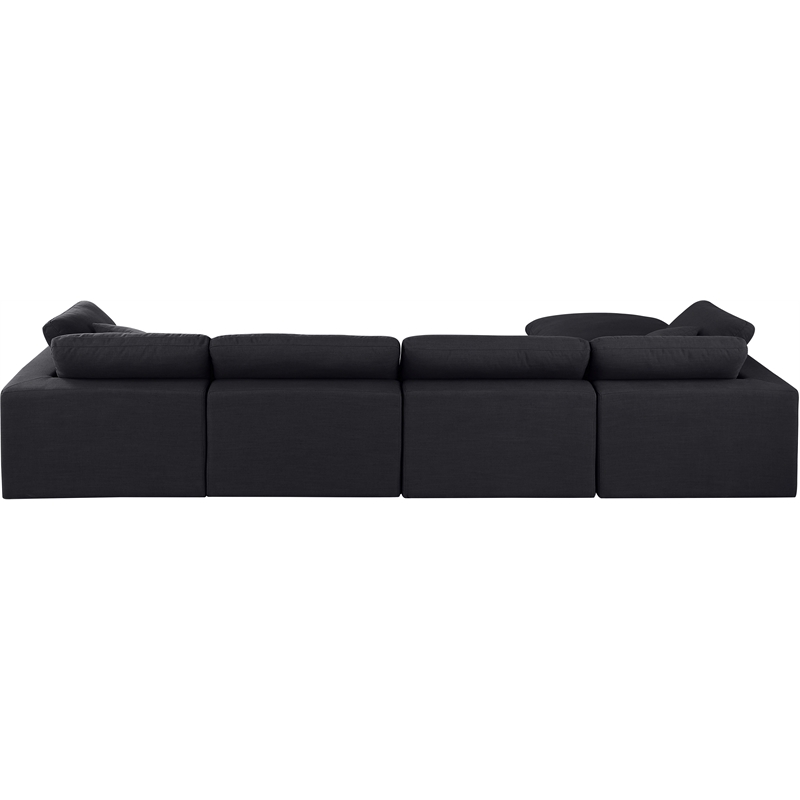 Meridian Furniture Comfy Black Linen Textured Fabric 5-Pc. Modular Sectional