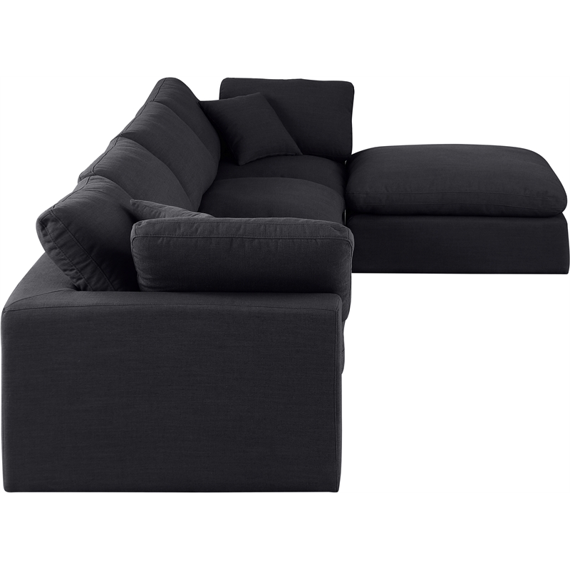 Meridian Furniture Comfy Black Linen Textured Fabric 5-Pc. Modular Sectional
