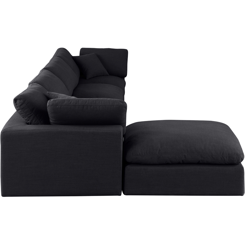 Meridian Furniture Comfy Black Linen Textured Fabric 5-Pc. Modular Sectional