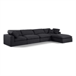 Meridian Furniture Comfy Black Linen Textured Fabric 5-Pc. Modular Sectional