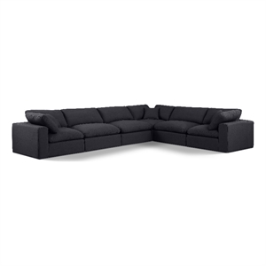 Meridian Furniture Comfy Black Linen Textured Fabric 6-Pc. Modular Sectional