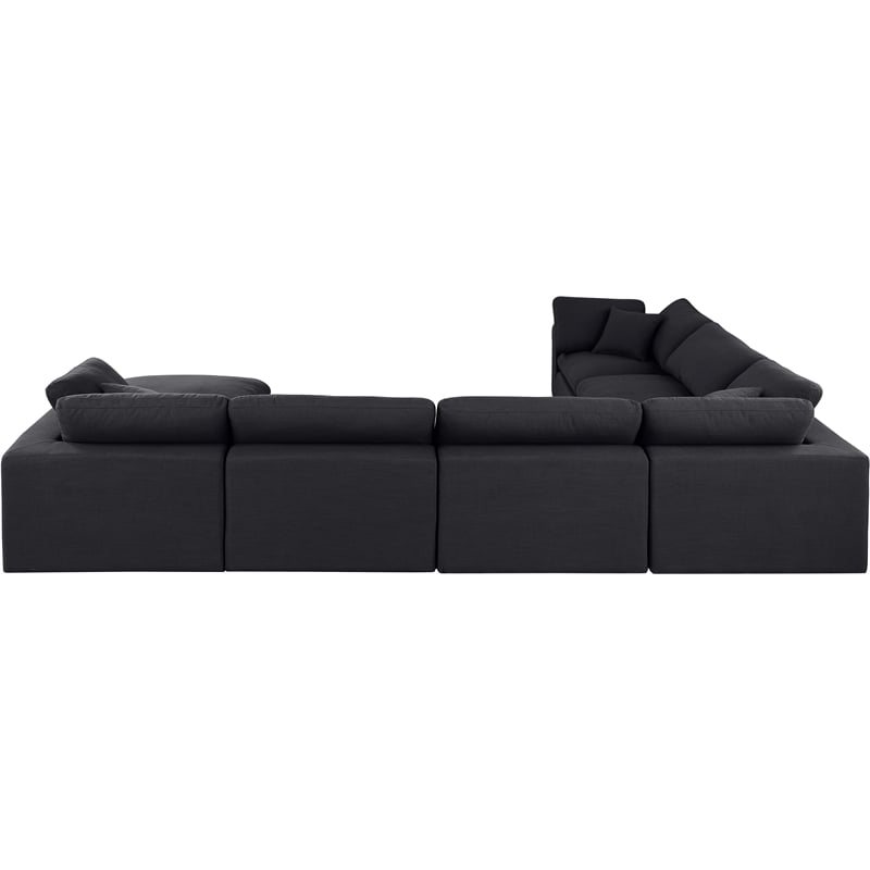 Meridian Furniture Comfy Black Linen Textured Fabric 7-Pc. Modular Sectional