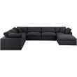 Meridian Furniture Comfy Black Linen Textured Fabric 7-Pc. Modular Sectional