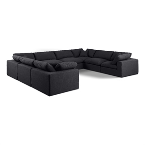 Meridian Furniture Comfy Black Linen Textured Fabric 8-Pc. Modular Sectional