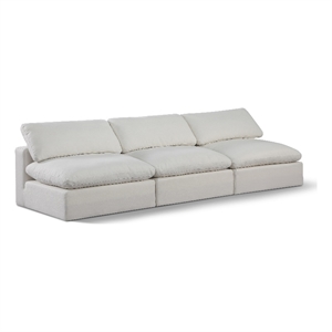 Meridian Furniture Comfy Cream Linen Textured Fabric 3-Pc. Modular Sofa