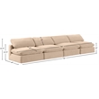 Meridian Furniture Comfy Beige Velvet 4-Pc. Modular Sofa