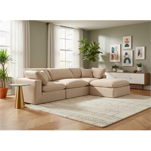 Meridian Furniture Comfy Beige Velvet 4-Pc. Modular Sectional