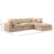 Meridian Furniture Comfy Beige Velvet 4-Pc. Modular Sectional