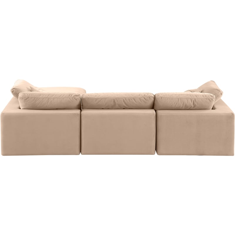 Meridian Furniture Comfy Beige Velvet 4-Pc. Modular Sectional