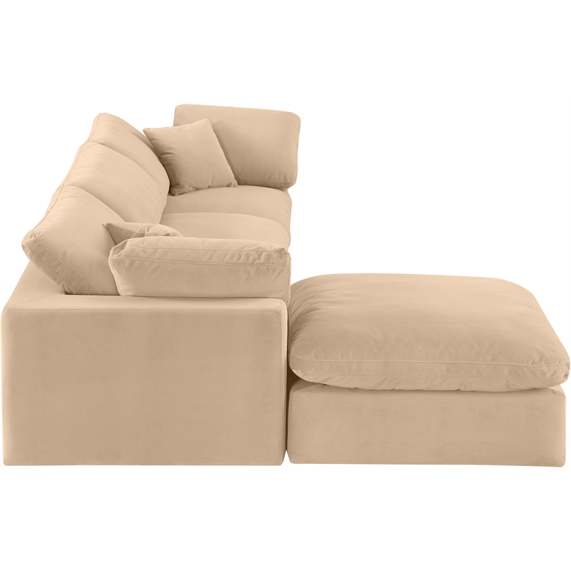 Meridian Furniture Comfy Beige Velvet 4-Pc. Modular Sectional