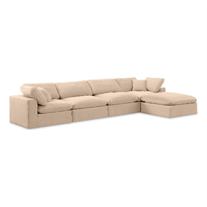 Meridian Furniture Comfy Beige Velvet 5-Pc. Modular Sectional