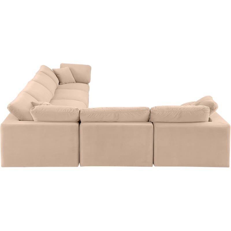 Meridian Furniture Comfy Beige Velvet 6-Pc. Modular Sectional