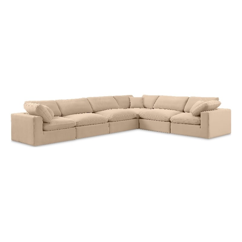 Meridian Furniture Comfy Beige Velvet 6-Pc. Modular Sectional