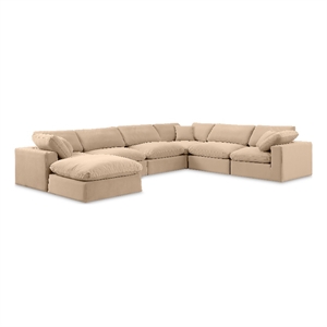 Meridian Furniture Comfy Beige Velvet 7-Pc. Modular Sectional