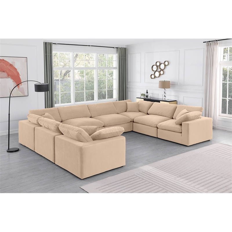 Meridian Furniture Comfy Beige Velvet 8-Pc. Modular Sectional