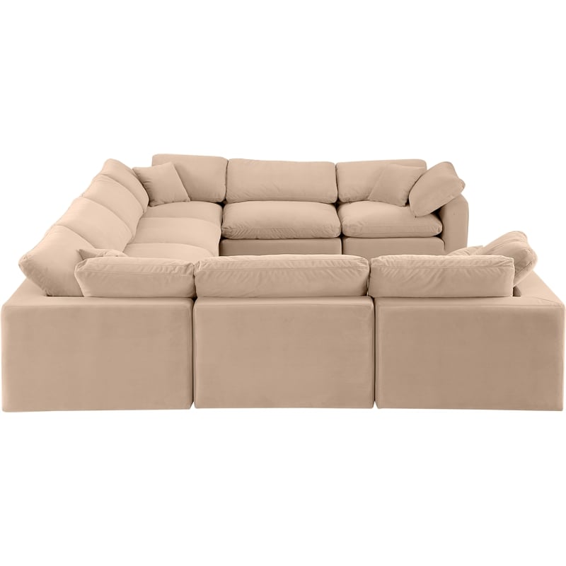 Meridian Furniture Comfy Beige Velvet 8-Pc. Modular Sectional