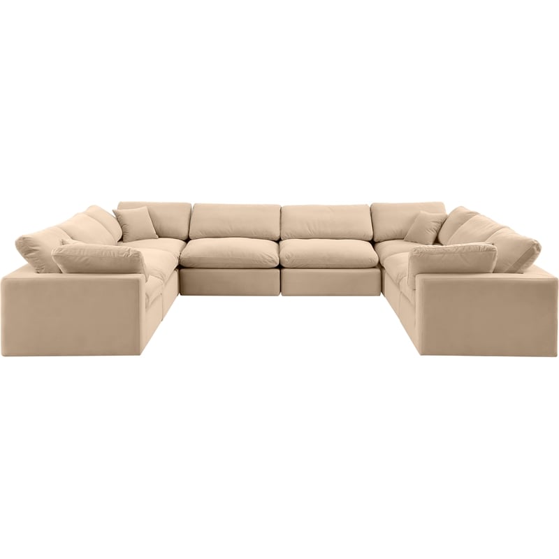 Meridian Furniture Comfy Beige Velvet 8-Pc. Modular Sectional