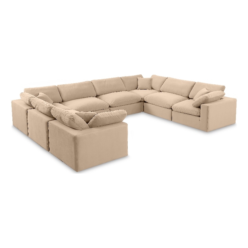 Meridian Furniture Comfy Beige Velvet 8-Pc. Modular Sectional