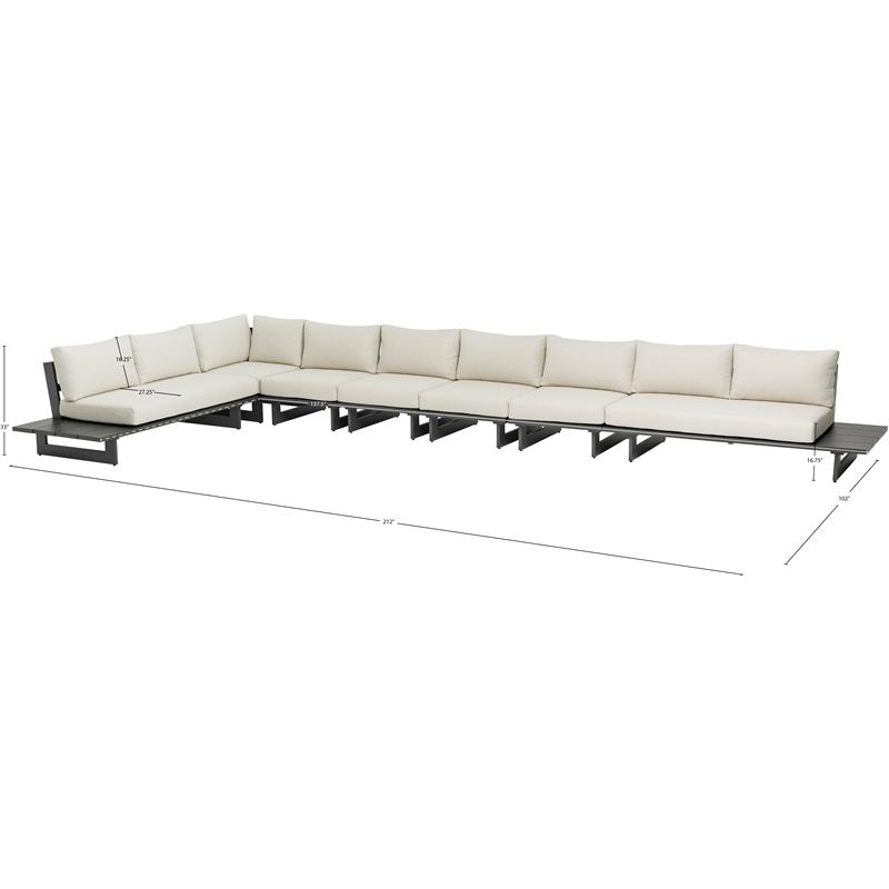 Meridian Furniture Maldives Cream Water Resisting Outdoor Modular Sectional