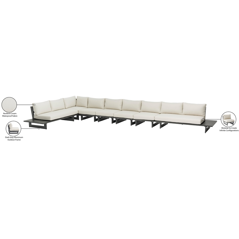 Meridian Furniture Maldives Cream Water Resisting Outdoor Modular Sectional