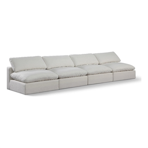 Meridian Furniture Comfy Cream Linen Textured Fabric 4-Pc. Modular Sofa