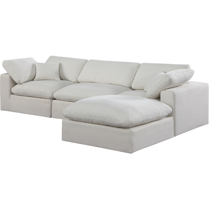Meridian Furniture Comfy Cream Linen Textured Fabric 4-Pc. Modular Sectional