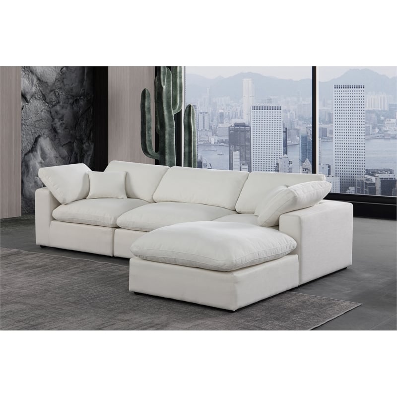Meridian Furniture Comfy Cream Linen Textured Fabric 4-Pc. Modular Sectional