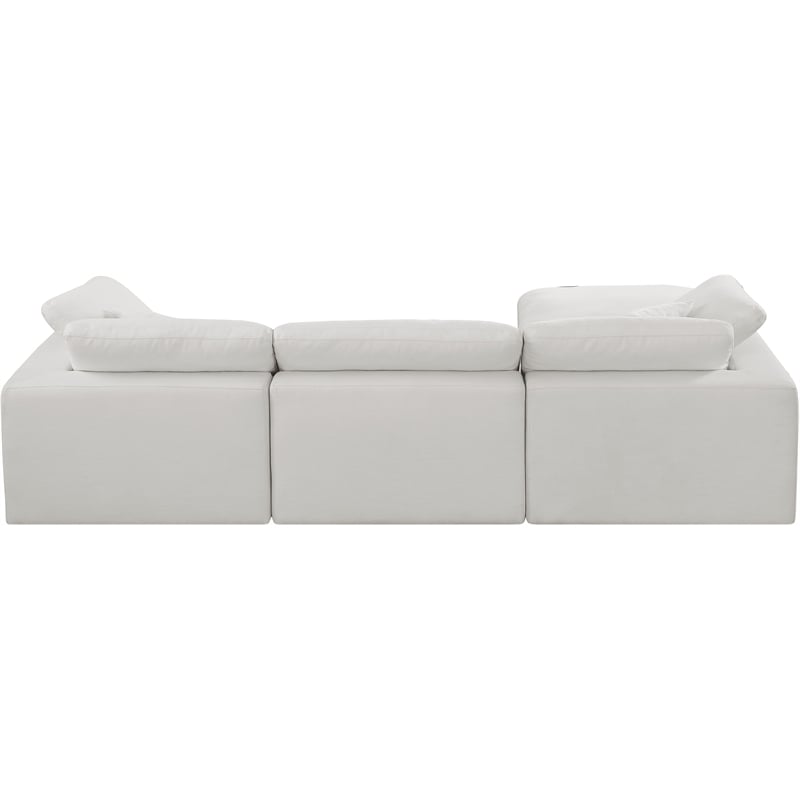 Meridian Furniture Comfy Cream Linen Textured Fabric 4-Pc. Modular Sectional