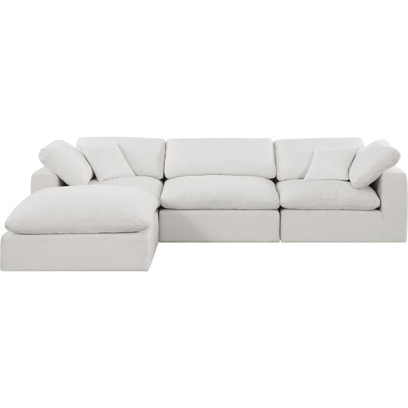 Meridian Furniture Comfy Cream Linen Textured Fabric 4-Pc. Modular Sectional