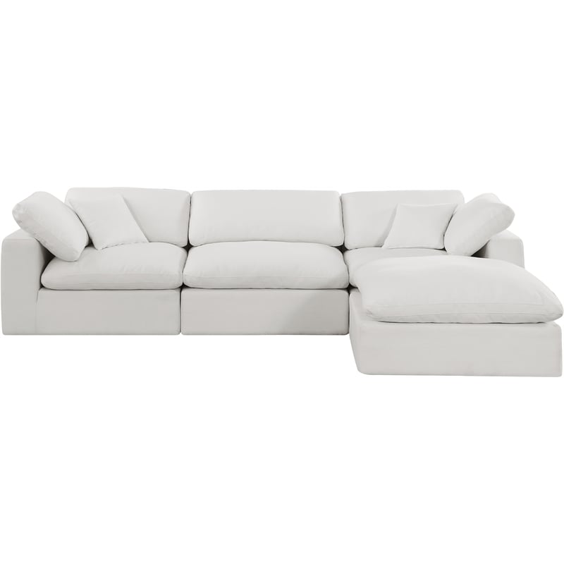 Meridian Furniture Comfy Cream Linen Textured Fabric 4-Pc. Modular Sectional