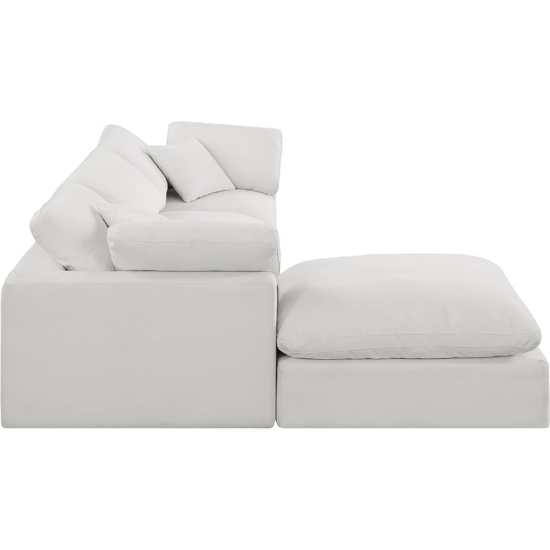 Meridian Furniture Comfy Cream Linen Textured Fabric 4-Pc. Modular Sectional
