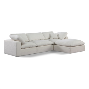 Meridian Furniture Comfy Cream Linen Textured Fabric 4-Pc. Modular Sectional