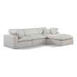 Meridian Furniture Comfy Cream Linen Textured Fabric 4-Pc. Modular Sectional