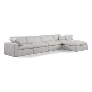 Meridian Furniture Comfy Cream Linen Textured Fabric 5-Pc. Modular Sectional