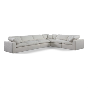 Meridian Furniture Comfy Cream Linen Textured Fabric 6-Pc. Modular Sectional