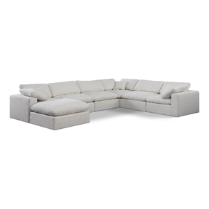 Meridian Furniture Comfy Cream Linen Textured Fabric 7-Pc. Modular Sectional