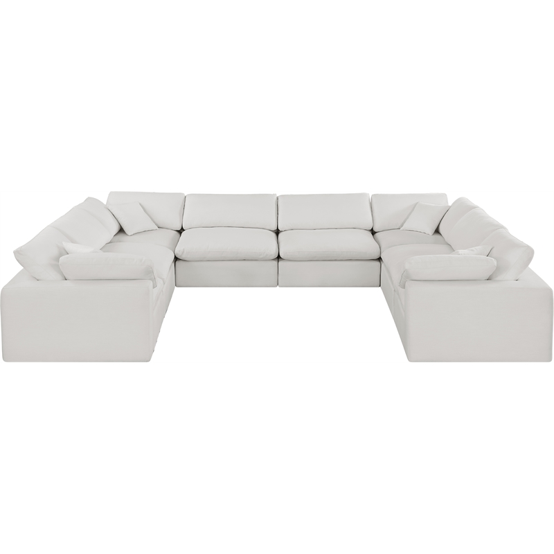 Meridian Furniture Comfy Cream Linen Textured Fabric 8-Pc. Modular Sectional