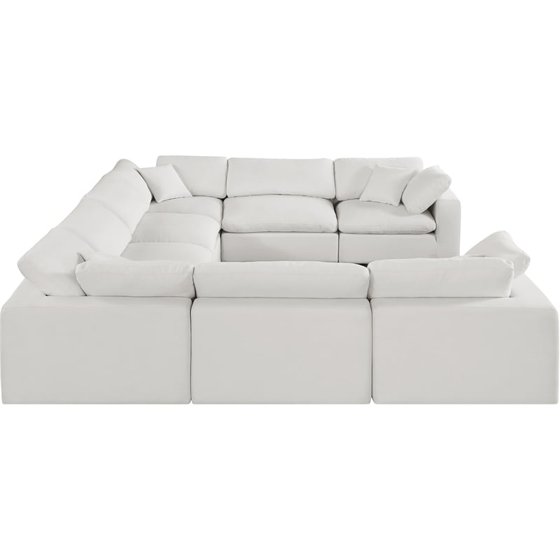 Meridian Furniture Comfy Cream Linen Textured Fabric 8-Pc. Modular Sectional