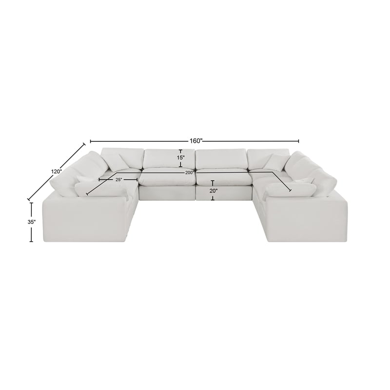 Meridian Furniture Comfy Cream Linen Textured Fabric 8-Pc. Modular Sectional