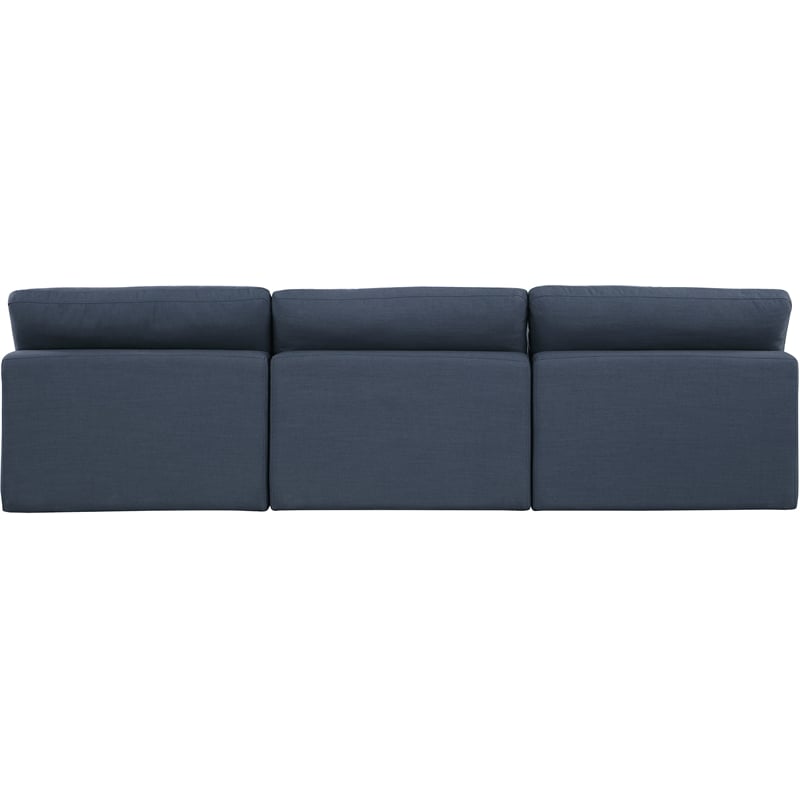 Meridian Furniture Comfy Navy Linen Textured Fabric 3-Pc. Modular Sofa