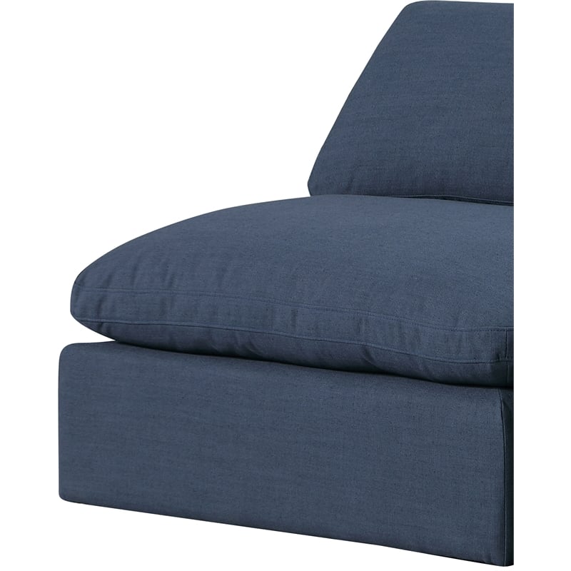 Meridian Furniture Comfy Navy Linen Textured Fabric 3-Pc. Modular Sofa