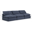 Meridian Furniture Comfy Navy Linen Textured Fabric 3-Pc. Modular Sofa