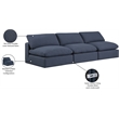Meridian Furniture Comfy Navy Linen Textured Fabric 3-Pc. Modular Sofa
