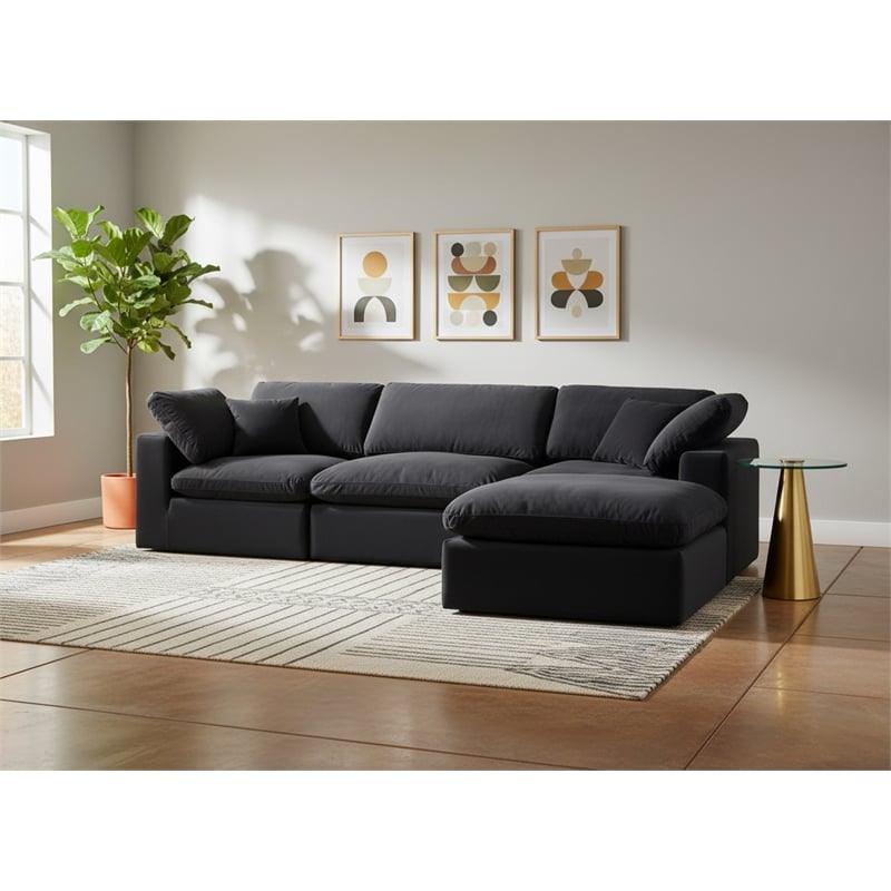 Meridian Furniture Comfy Black Velvet 4-Pc. Modular Sectional