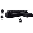 Meridian Furniture Comfy Black Velvet 4-Pc. Modular Sectional