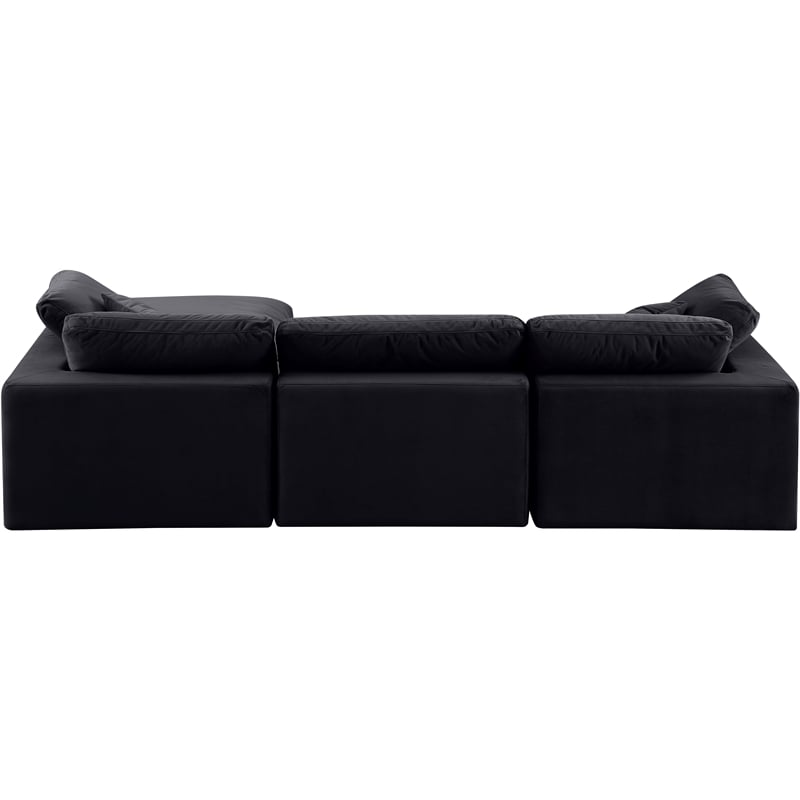 Meridian Furniture Comfy Black Velvet 4-Pc. Modular Sectional